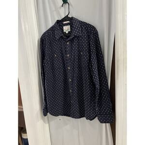 Lucky Brand Navy Blue Cross California Button Up Shirt Sz L